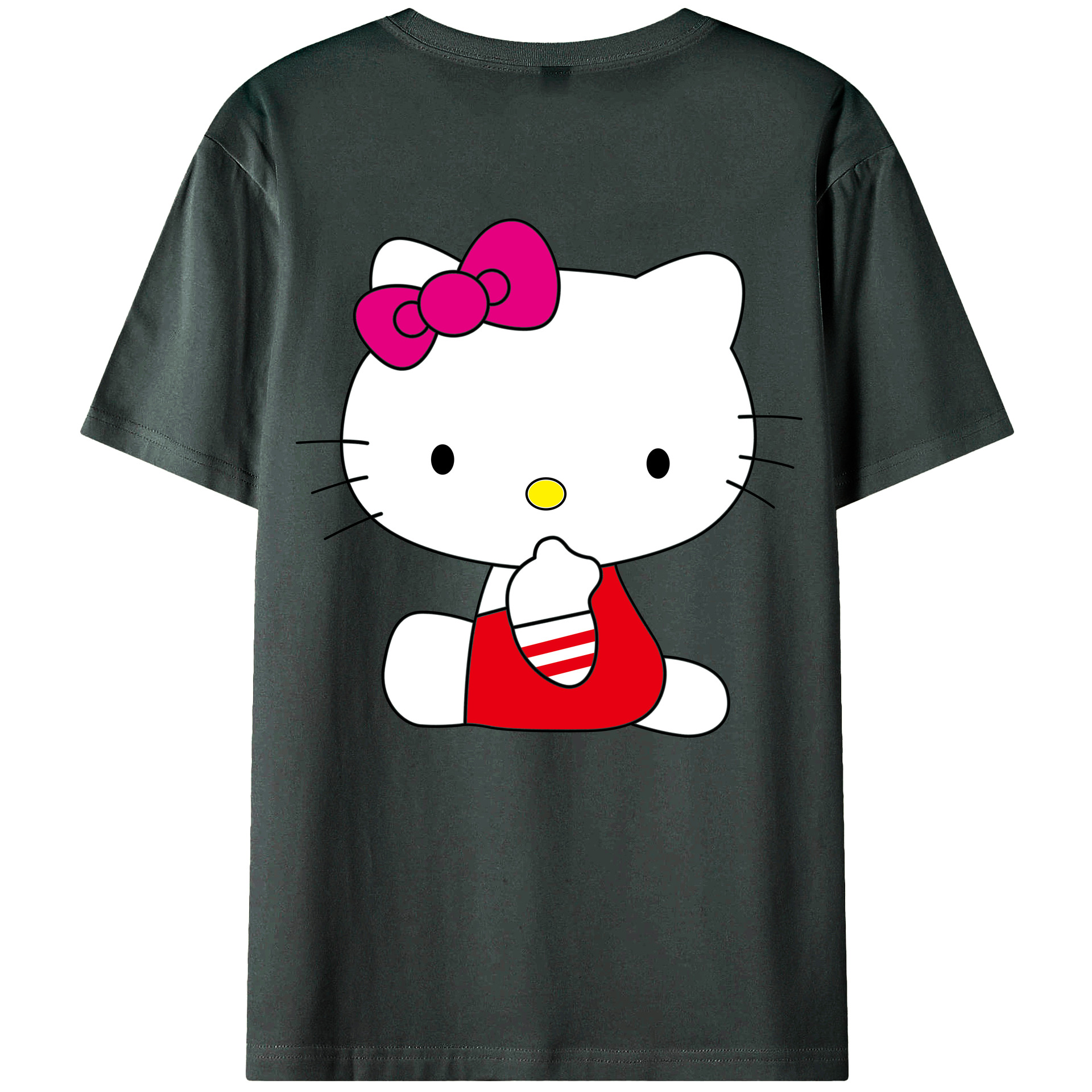 （画像用） Hello Kitty ハローキティ 綿100％ メンズ半袖Tシャツ（バックプリント） 通気性